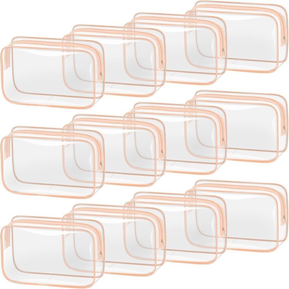 12 PCS Clear Makeup Bag for Women with Zipper, TSA Approved Toiletry Pouch